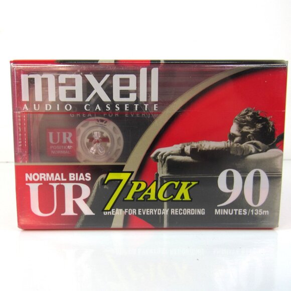 Maxell Audio Cassette Normal Bias UR90 7 Pack Super Size IEC Type 1 New - Picture 4 of 6